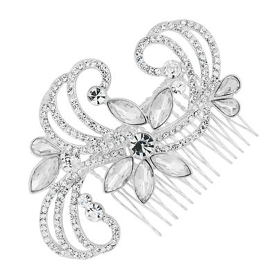 Designer navette embellished swirl hair comb